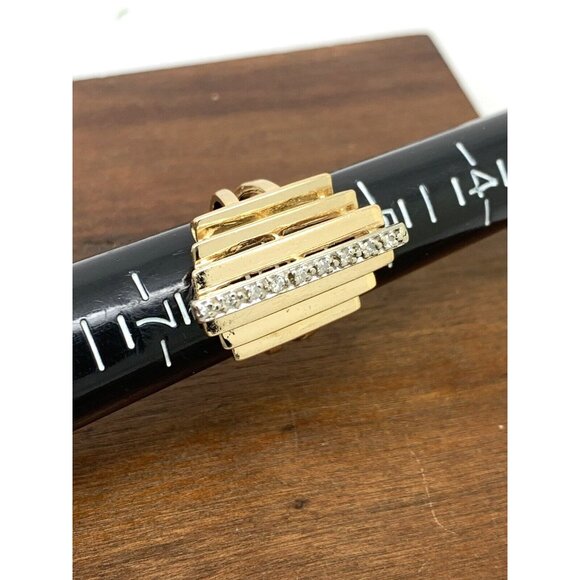 Cocktail Ring Diamond Geometric 14k Yellow Gold Estate Jewelry Women's Size 6 - Picture 9 of 15